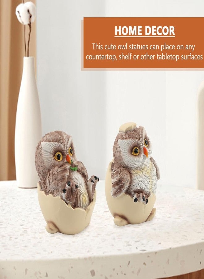 Restynic 2-Piece Resin Owl Figurines - Eggshell Texture, Hand-Painted Detailing, Spruces Up Bookshelves/Desks/Mantels - Warms Home Vibe for Decor Lovers - Image 4